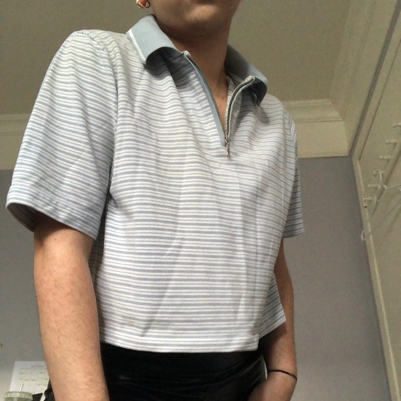 Mid zip polo shirt crop top - Picture 3 of 3
